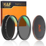 K&F Concept 72mm 3in1 Filter Kit: MCUV +CPL Polár-Szűrő -Nano-X Objektív Filter Set Fém Lencse-sapkával (SKU.1664)