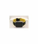  Curea hibrid silicon si piele fibra carbon neagra cu galben 20mm - 4005520