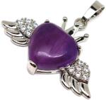 R. M. ékszer Szív medál fém szárny Ametiszt 3, 5x2cm (021854)