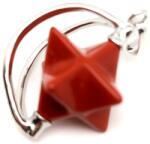 R. M. ékszer Merkaba medál fémmel Jáspis vörös 2x3cm (020750)