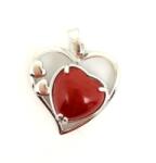 R. M. ékszer Szív medál fémmel jáspis vörös 2, 5x2, 5cm (020578)