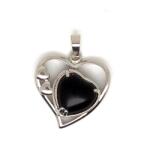 R. M. ékszer Szív medál fémmel obszidián 2, 5x2, 5cm (021025)