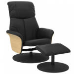 vidaXL Fekete dönthető műbőr fotel lábzsámollyal (356632) (356632)