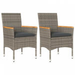 vidaXL 2 db szürke polyrattan kerti szék párnával (368120) (368120)