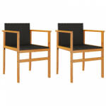 vidaXL 2 db fekete polyrattan és tömör fa kerti szék (368708) (368708)