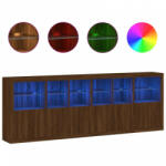 vidaXL Barna tölgy színű tálalószekrény led-ekkel 283 x 37 x 100 cm (3209169) (3209169)