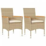 vidaXL 2 db bézs polyrattan kerti szék párnával (368121) (368121)