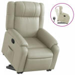 vidaXL Krémszínű műbőr felállást segítő dönthető fotel (3205151) (3205151)