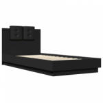 vidaXL Fekete szerelt fa ágykeret fejtámlával 100 x 200 cm (3209934) (3209934)