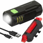 VERK GROUP USB akkumulátor készlet. vízálló lámpa + kerékpár hátsó lámpa