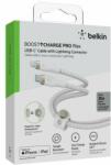 Belkin BOOST CHARGE PRO Flex USB-C la LTG, cablu din silicon împletit - 3M - alb (CAA011bt3MWH)