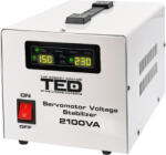 TED Electric Stabilizator tensiune monofazat 1.2KW 1200W cu ServoMotor si 2 iesiri Schuko + ecran LCD cu valorile tensiunii, TED Electric TED000132 (A0057958)