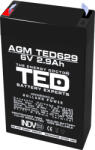 TED Electric Acumulator 6V Stationar VRLA, Dimensiuni 65 x 33 x 99 mm, Baterie 6V 2.9Ah, TED Electric TED002877 (AC.RI.6V.BK1.2.8.0001)