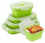  HOME & MARKER® Összecsukható szilikon tároló doboz készlet (zöld), minőségi műanyag doboz amely ételhordóként is kiváló választás (4 db/készlet) | POPLATE