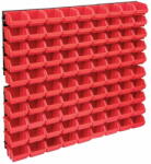 vidaXL 96 darabos piros és fekete tárolódoboz-készlet fali panelekkel 150806