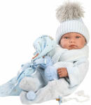 Llorens Llorens: Tino 43cm-es újszülött fiú baba kék babapléddel, cumival és 3db különböző ruhával (84337) - jatekshop