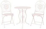 Clayre & Eef Provanszi antikolt fehér kovácsoltvas jellegű kerti asztal 2db székkel - perfectodekor - 99 290 Ft