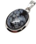 R. M. ékszer Ovális medál fém obszidián hópehely 1, 5x2cm (020948)