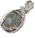 R. M. ékszer Ovális medál fém str faz Labradorit 2x4cm (021716)