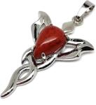 R. M. ékszer Csepp medál fém trefoil Jáspis vörös 2, 5x4cm (021747)