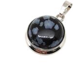 R. M. ékszer Kerek medál fém obszidián hópehely 2cm (020935)