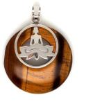 R. M. ékszer Ásvány medálok Fánk medál ülő buddha Tigrisszem 3cm (021424)