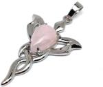 R. M. ékszer Csepp medál fém trefoil Rózsakvarc 2, 5x4cm (021742)