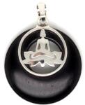 R. M. ékszer Fánk medál ülő buddha Obszidián 3cm (021426)