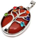 R. M. ékszer Ovális medál fém fa str szines Jáspis vörös 2x3cm (021722)