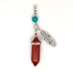 R. M. ékszer Vogel medál fém toll jáspis vörös 8x30mm (021517)