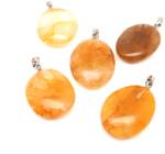 R. M. ékszer Lencse medál Hematoid kvarc sárga AA (MDG) (020852)