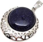 R. M. ékszer Kerek medál fém Goldstone kék 3cm (020800)