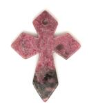 R. M. ékszer Átfúrt medál Rodonit kereszt 40x55mm (021213)