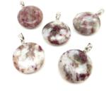 R. M. ékszer Lencse medál rubellit kvarc 25mm (MDG) (020579)