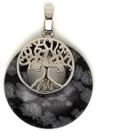 R. M. ékszer Fánk medál életfa Obszidián hópehely 3cm (020716)