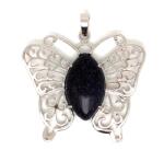 R. M. ékszer Pillangó fém medál Goldstone kék 4, 5x4cm (020784)