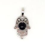 R. M. ékszer Fatima keze medál fémmel goldstone kék 2x3cm (020732)