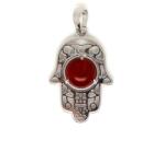 R. M. ékszer Fatima keze medál fémmel Jáspis vörös 2x3cm (021246)