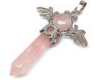 R. M. ékszer Csúcs medál fém szárny Rózsakvarc 4x5cm (021823)
