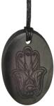 R. M. ékszer Shungit medál gravírozott Hamsa kéz ovál 30x40mm (024613)
