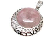 R. M. ékszer Kerek medál fém Rózsakvarc 3cm (020780)