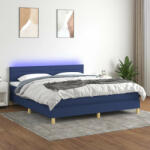 vidaXL kék szövet rugós és LED-es ágy matraccal 180 x 200 cm (3133819) - balena