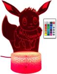 ZAXER 3D LED éjszakai lámpa gyerekeknek, távirányító, színváltó, pokémon evee (ledevee)