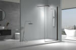 Viva Aqua Max WALK IN Zuhanyfal - FEKETE profil - 8 mm vízlepergető víztiszta üveg - 100 x 200 cm (8FWIF_100) - globalvivamarket