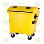 Europlast konténer 1100 l sárga műanyag PET gyűjtő íves fedéllel