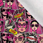 Takoy Matt anyag fürdőruhákhoz, fitnesz ruházathoz - pop art pink képregény