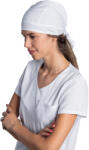 MALFINI Boneta stretch alb, marime universala, cu prindere tip snur la spate