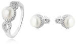 Beneto Set de bijuterii la preț redus cu perle și zirconii (cercei, circumferința inelului de 50 mm)