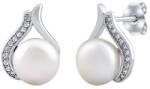 Silvego Cercei din argint Niale cu perle reale și zirconiu strălucitor Brilliance Zirconia LPS19104EW