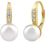 Silvego Cercei din argint/placați cu aur CASSIDY cu perla alba Swarovski® Crystals LPS0639ESWWGP